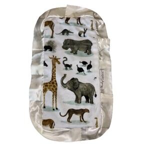 Minky Couture Security Blankey‎ 19"x 11" Baby Zoo Animal Satin Trim Mini Blanket